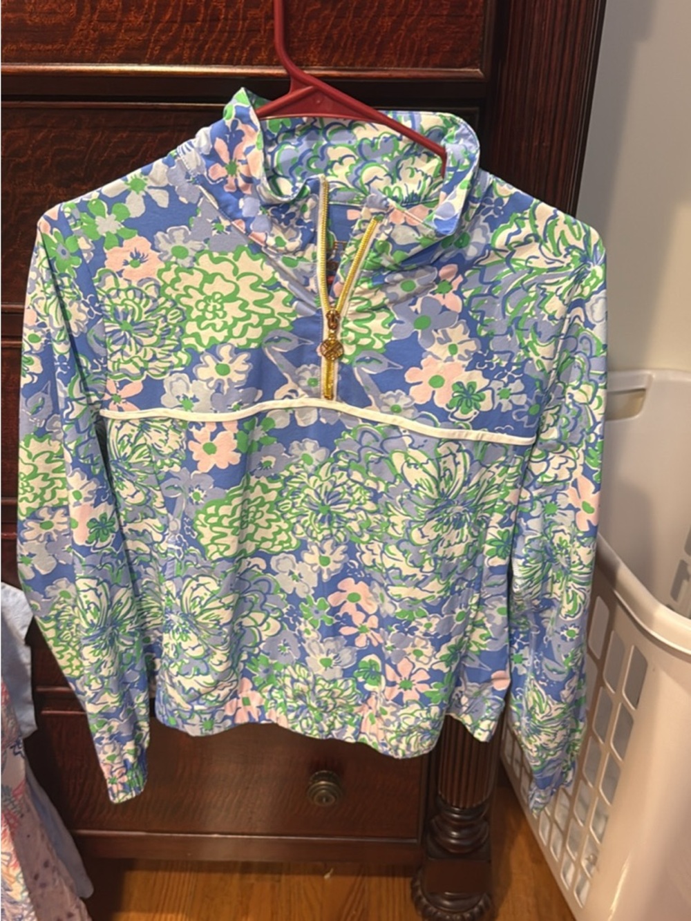 Lilly Pulitzer Blue Floral Quarter-Zip Pullover
